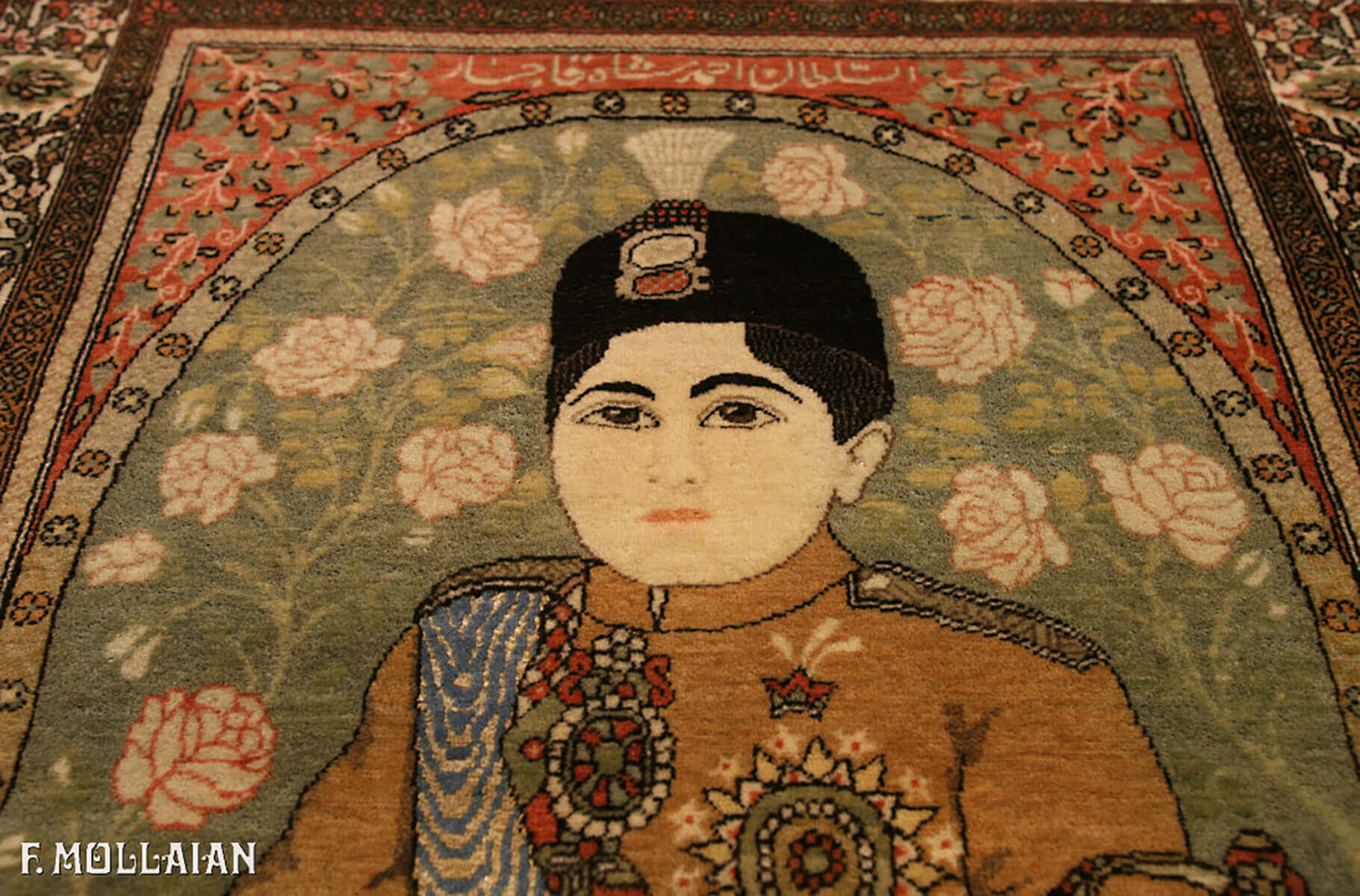 Tappeto Incroniciato Figurativo Persiano Antico Kashan Mohtasham n°:23225866